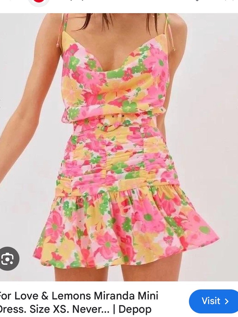 For Love & Lemons Miranda Mini Dress in Pink and Yellow Floral